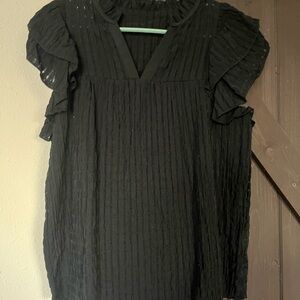 Elegant Black Ruffled Women's Top